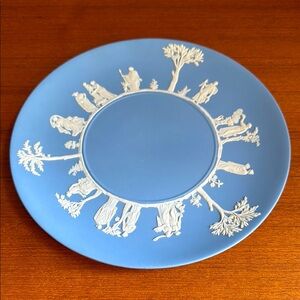 Vintage Wedgwood Jasperware Plate Dish Tray England Raised Relief Muses Floral